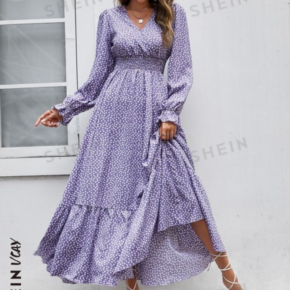 skue Dresses & Skirts - Skue Purple Polka Dot Maxi Dress